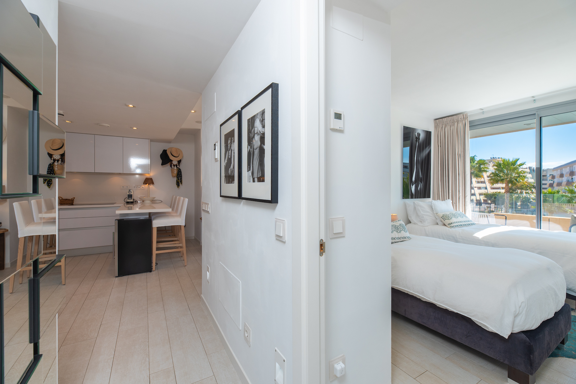 Resa Estates apartment for sale in Ibiza marina botafoch modern hallway and bedroom .jpg